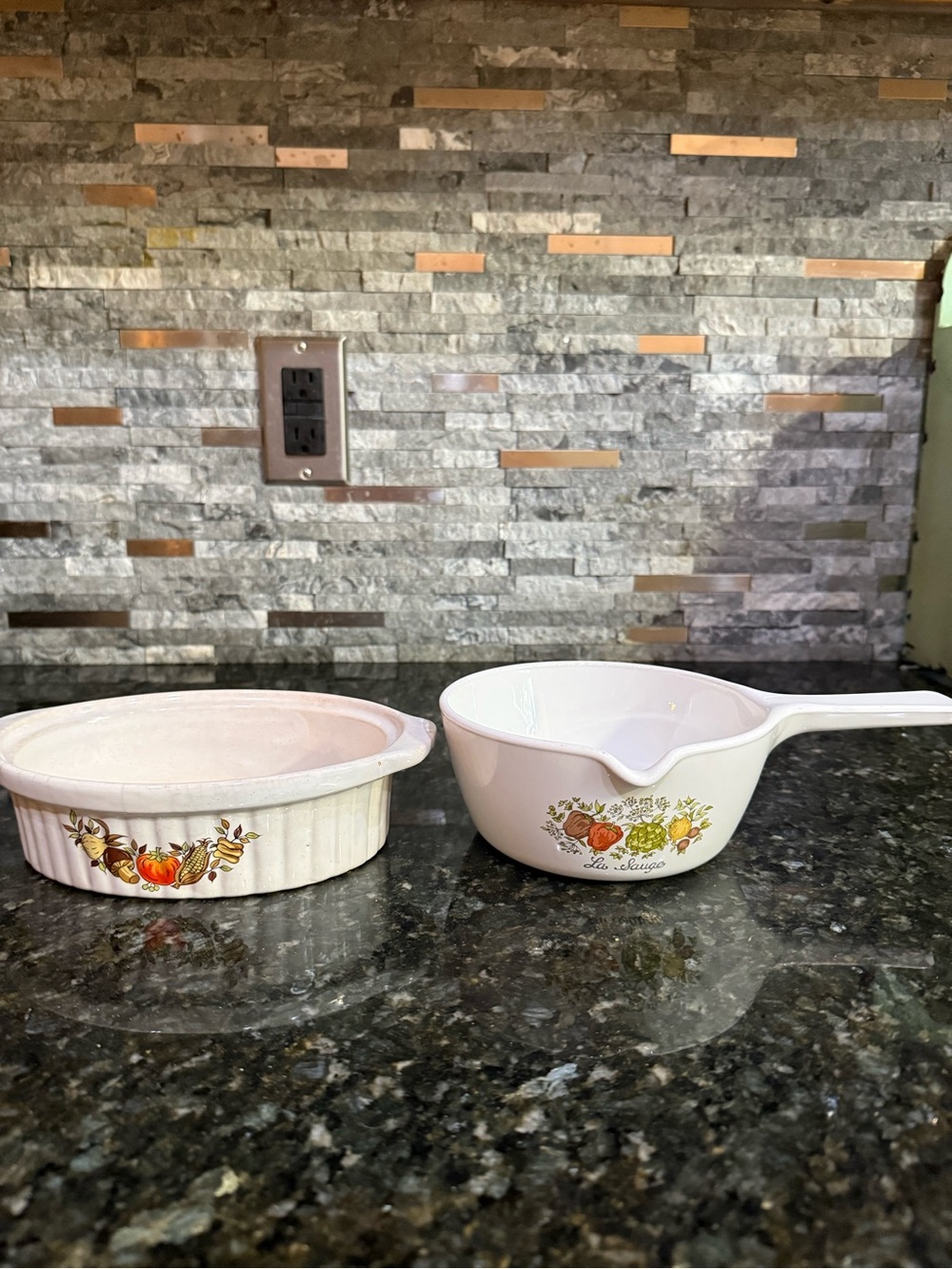 Vintage Corningware Spice of Life Small Casserole and Pot Pair